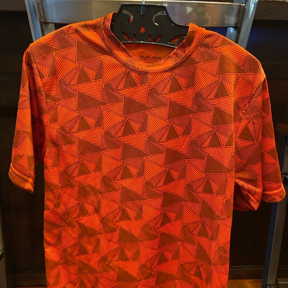 Auburn University Tigers Geometric Pattern T-Shirt Navy Blue Orange Mens Fan Tee